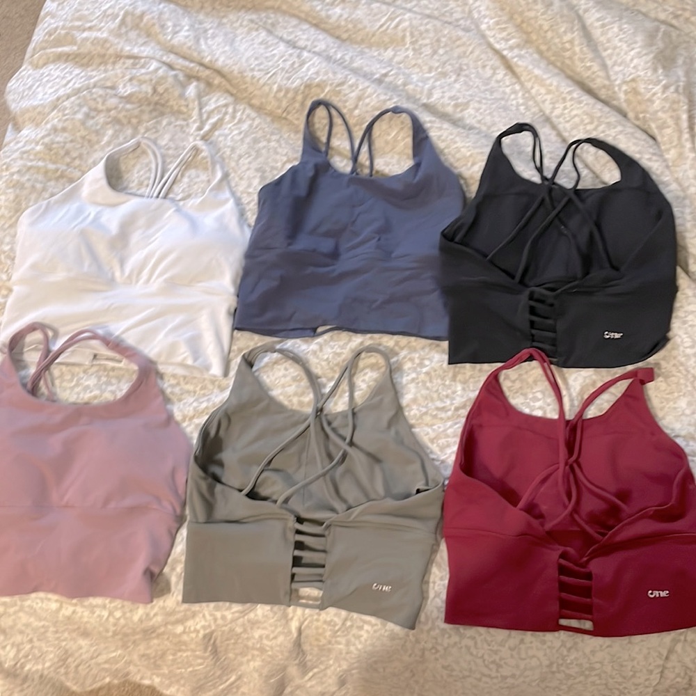 6 cross back musesonly bras. Worn and in good condition. All must go together